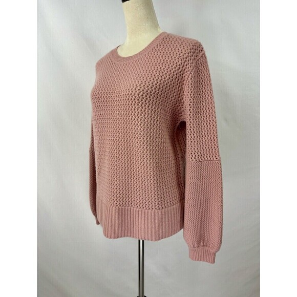 Nordstrom Signature Cashmere Sweater Pink Medium Loose Knit Balloon Sleeves - Picture 2 of 10